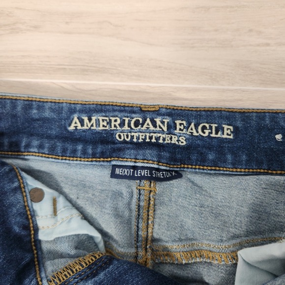 American Eagle Hi-Rise Denim Mini Skirt Dark Wash Stretch Casual Size 8 - Picture 6 of 8